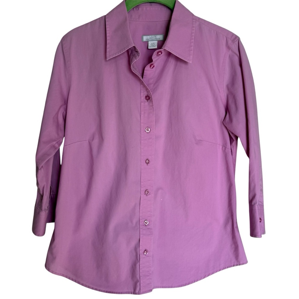 LADY HATHAWAY BLOUSE SHIRT ORCHID LADIES MEDIUM, COLLARED, BUTTON‎ DOWN STRETCH